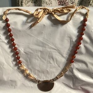 Elegant Gold and Brown Beaded Necklace